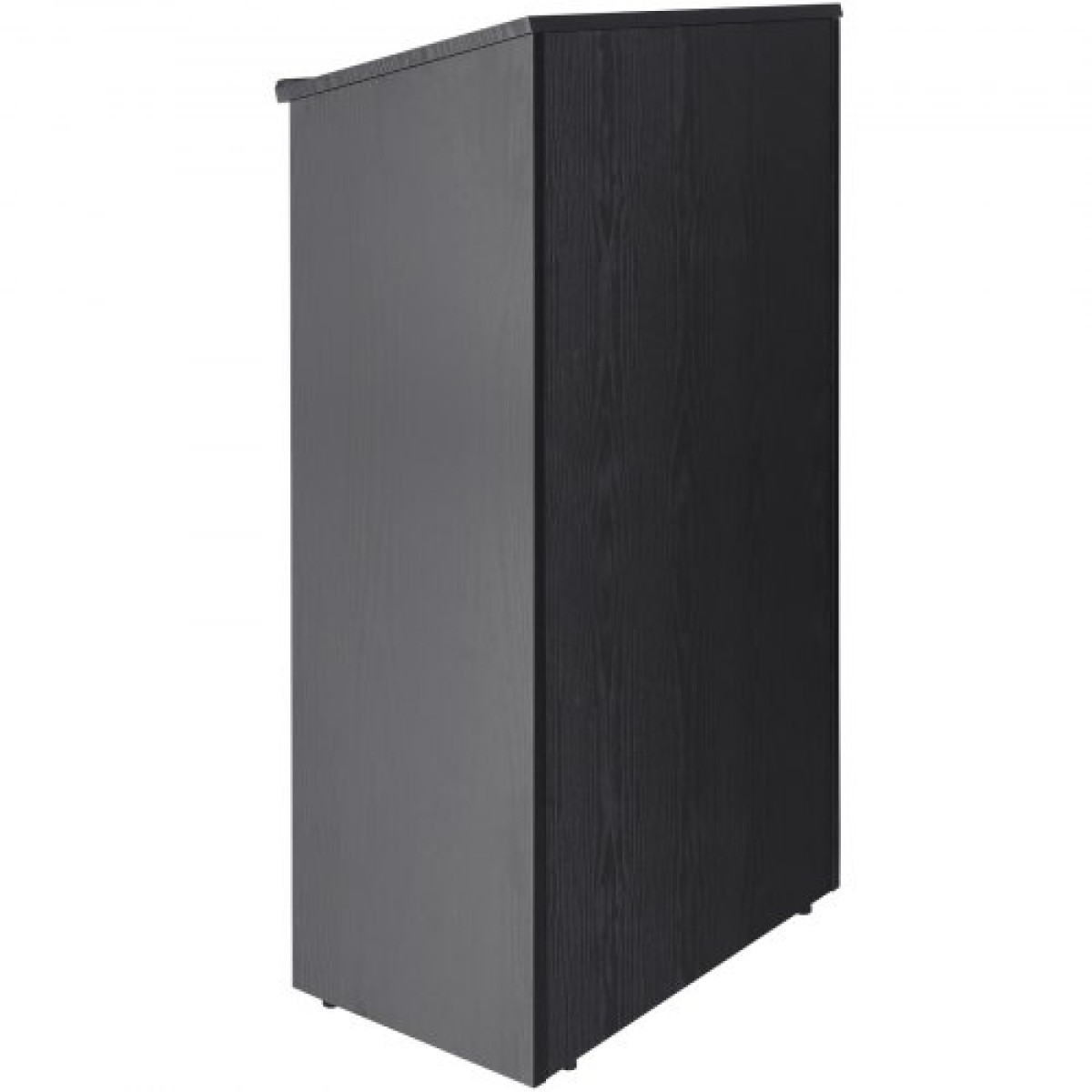 Βάση εξέδρας VEVOR, 119 cm Hostess Stand με 4 τροχούς, Ξύλινο βάθρο με ράφια αποθήκευσης και επικλινή επιφάνεια εργασίας, αναλόγια και βάθρα για εκκλησία, γραφείο, σχολείο, σπίτι, μαύρο