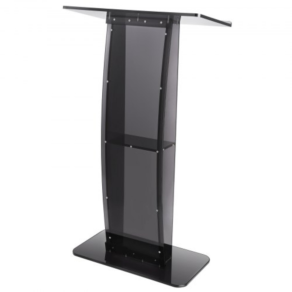 Ακρυλικό βάθρο VEVOR, ύψος 119 cm, ακρυλικό βάθρο με φαρδιά επιφάνεια ανάγνωσης & ράφι αποθήκευσης, διαφανείς άμβωνες δαπέδου ακρυλικό για σχολείο γραφείου εκκλησίας, μαύρο