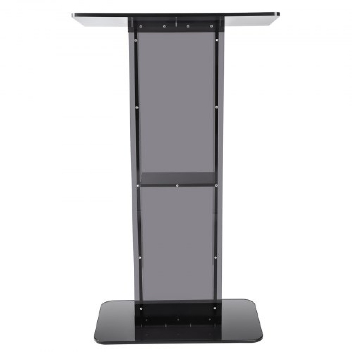 Ακρυλικό βάθρο VEVOR, ύψος 119 cm, ακρυλικό βάθρο με φαρδιά επιφάνεια ανάγνωσης & ράφι αποθήκευσης, διαφανείς άμβωνες δαπέδου ακρυλικό για σχολείο γραφείου εκκλησίας, μαύρο