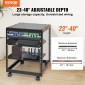 VEVOR 12U Open Frame Rack Server, 58,5-101,6cm Ρυθμιζόμενο βάθος, Free Standing ή Wall Mount Network Server Rack, 4 Post AV Rack με Casters, Χωράει όλο τον εξοπλισμό πληροφορικής δικτύου σας Μόντεμ AV Gear Router