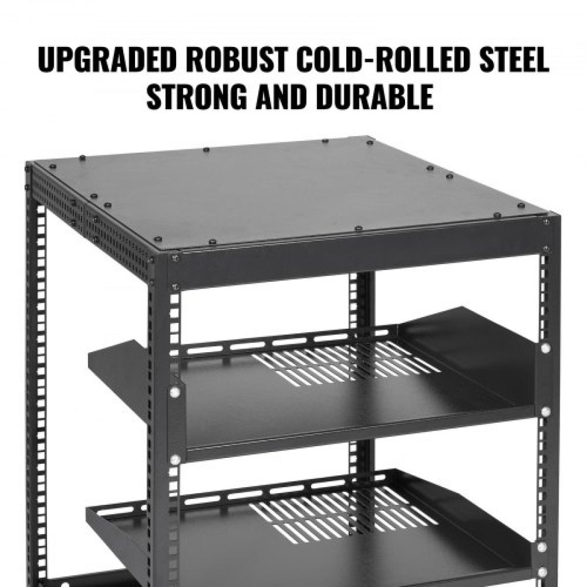 VEVOR 12U Open Frame Rack Server, 58,5-101,6cm Ρυθμιζόμενο βάθος, Free Standing ή Wall Mount Network Server Rack, 4 Post AV Rack με Casters, Χωράει όλο τον εξοπλισμό πληροφορικής δικτύου σας Μόντεμ AV Gear Router