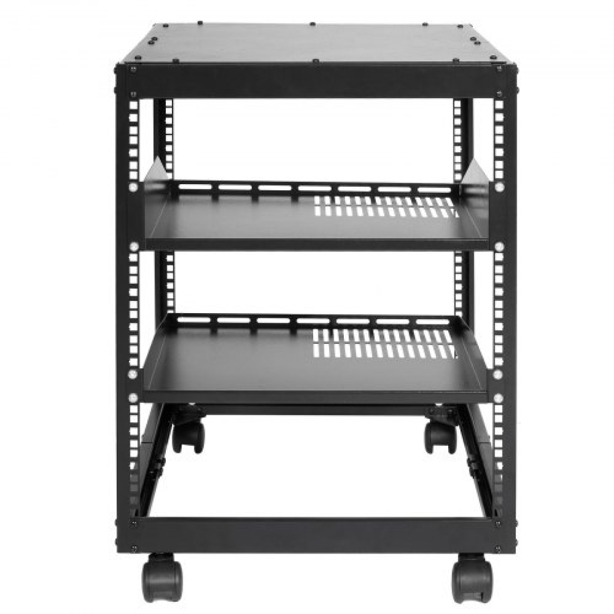 VEVOR 12U Open Frame Rack Server, 58,5-101,6cm Ρυθμιζόμενο βάθος, Free Standing ή Wall Mount Network Server Rack, 4 Post AV Rack με Casters, Χωράει όλο τον εξοπλισμό πληροφορικής δικτύου σας Μόντεμ AV Gear Router