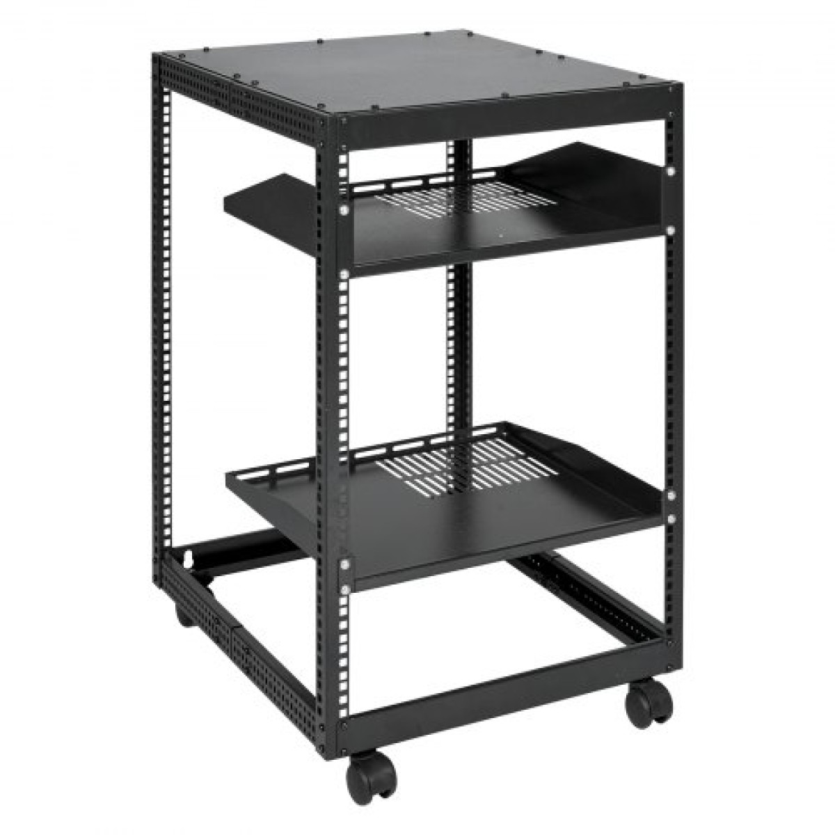 VEVOR 15U Open Frame Server Rack, 58,5-101,6cm/23-40 σε Ρυθμιζόμενο βάθος, Free Standing ή Wall Mount Network Server Rack, 4 Post AV Rack με Casters, Συγκρατεί όλο τον εξοπλισμό πληροφορικής δικτύου σας Μόντεμ AV Gear Router