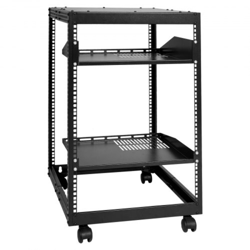VEVOR 15U Open Frame Server Rack, 58,5-101,6cm/23-40 σε Ρυθμιζόμενο βάθος, Free Standing ή Wall Mount Network Server Rack, 4 Post AV Rack με Casters, Συγκρατεί όλο τον εξοπλισμό πληροφορικής δικτύου σας Μόντεμ AV Gear Router