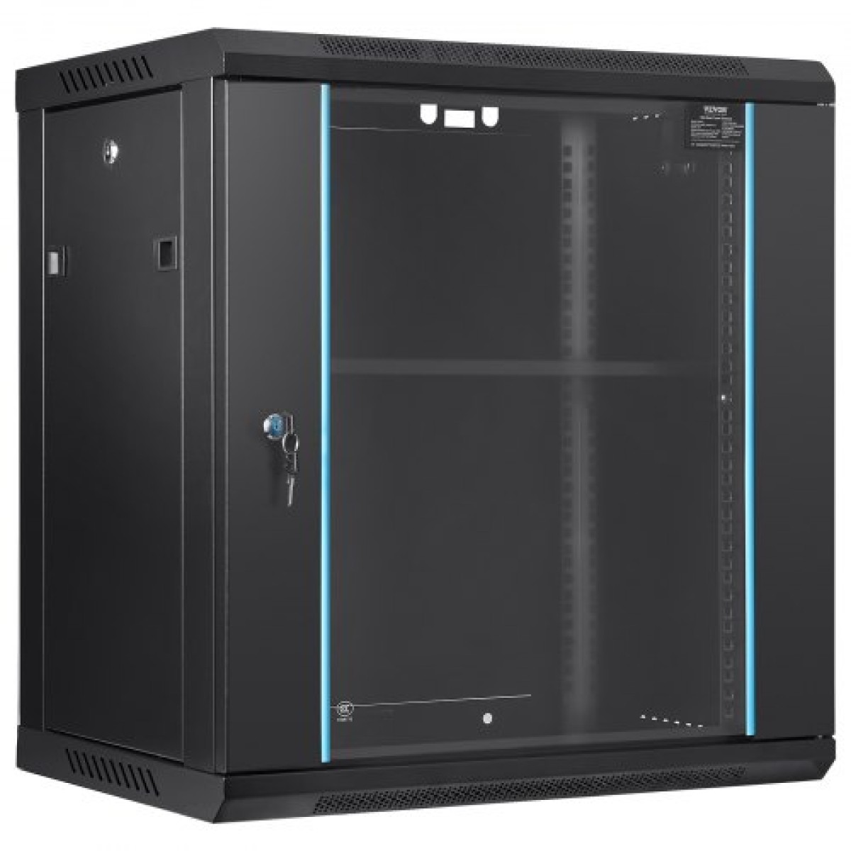 VEVOR 12U Wall Mount Network Server Cabinet, 39,4cm/15,5" Deep, Server Rack Cabinet Enclosure, 90 kg/200 lbs Μέγιστη χωρητικότητα φόρτωσης στο έδαφος, με πλευρικά πάνελ γυάλινης πόρτας κλειδώματος, για εξοπλισμό πληροφορικής, συσκευή A/V