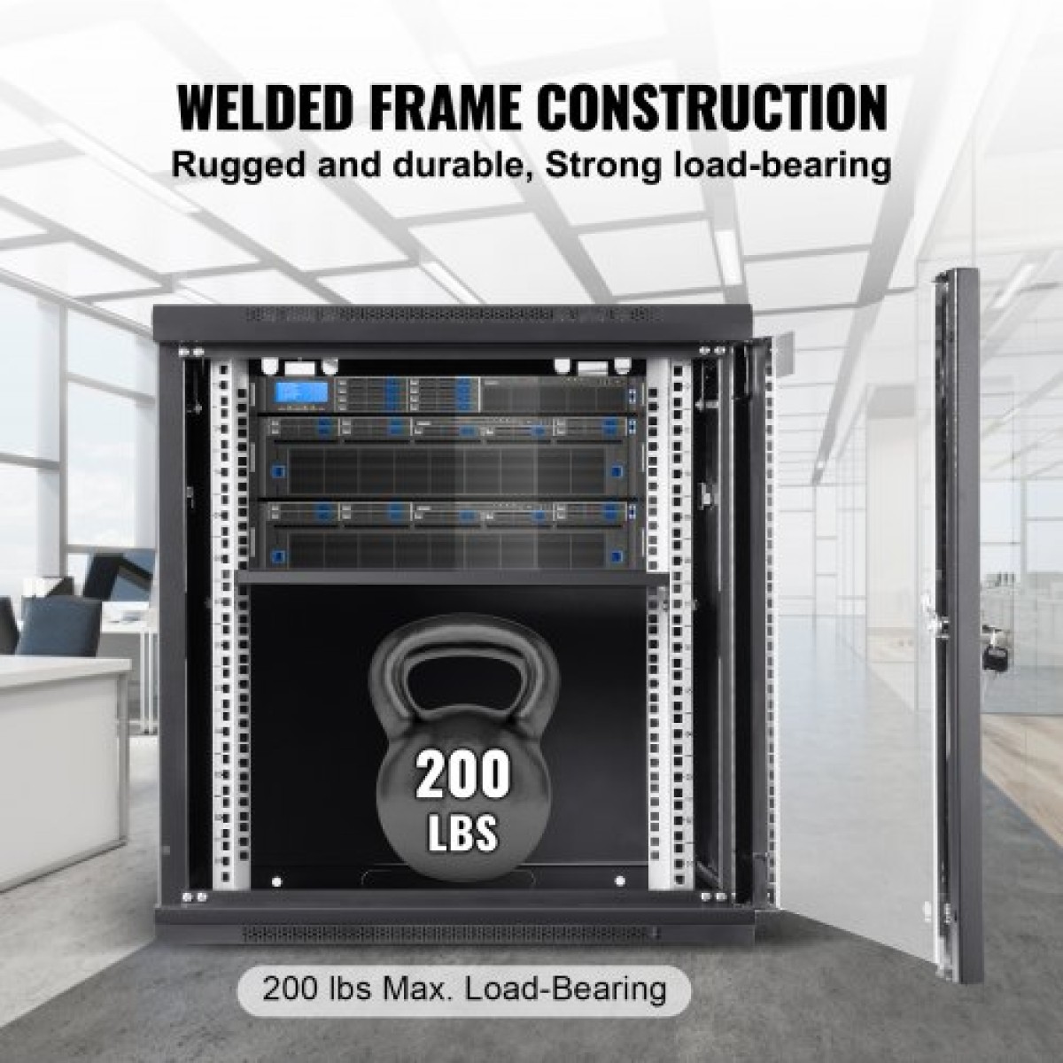 VEVOR 12U Wall Mount Network Server Cabinet, 39,4cm/15,5" Deep, Server Rack Cabinet Enclosure, 90 kg/200 lbs Μέγιστη χωρητικότητα φόρτωσης στο έδαφος, με πλευρικά πάνελ γυάλινης πόρτας κλειδώματος, για εξοπλισμό πληροφορικής, συσκευή A/V