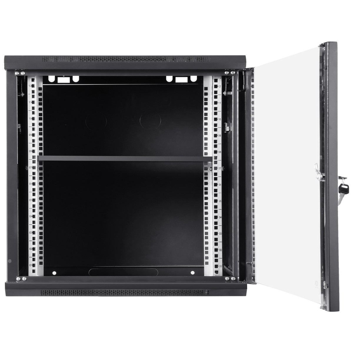 VEVOR 9U Wall Mount Network Server Cabinet, 60x45x50cm, 39,4 cm Deep, Server Rack Cabinet Enclosure, 90,7 kg Μέγ.Χωρητικότητα φόρτωσης στο έδαφος, με πλευρικά πάνελ γυάλινης πόρτας κλειδώματος, για εξοπλισμό πληροφορικής, συσκευές A/V