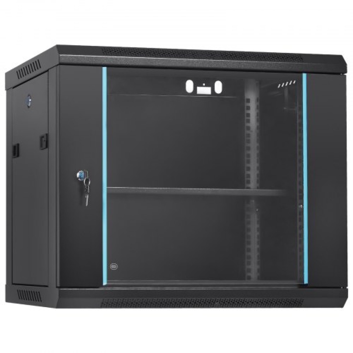 VEVOR 9U Wall Mount Network Server Cabinet, 60x45x50cm, 39,4 cm Deep, Server Rack Cabinet Enclosure, 90,7 kg Μέγ.Χωρητικότητα φόρτωσης στο έδαφος, με πλευρικά πάνελ γυάλινης πόρτας κλειδώματος, για εξοπλισμό πληροφορικής, συσκευές A/V