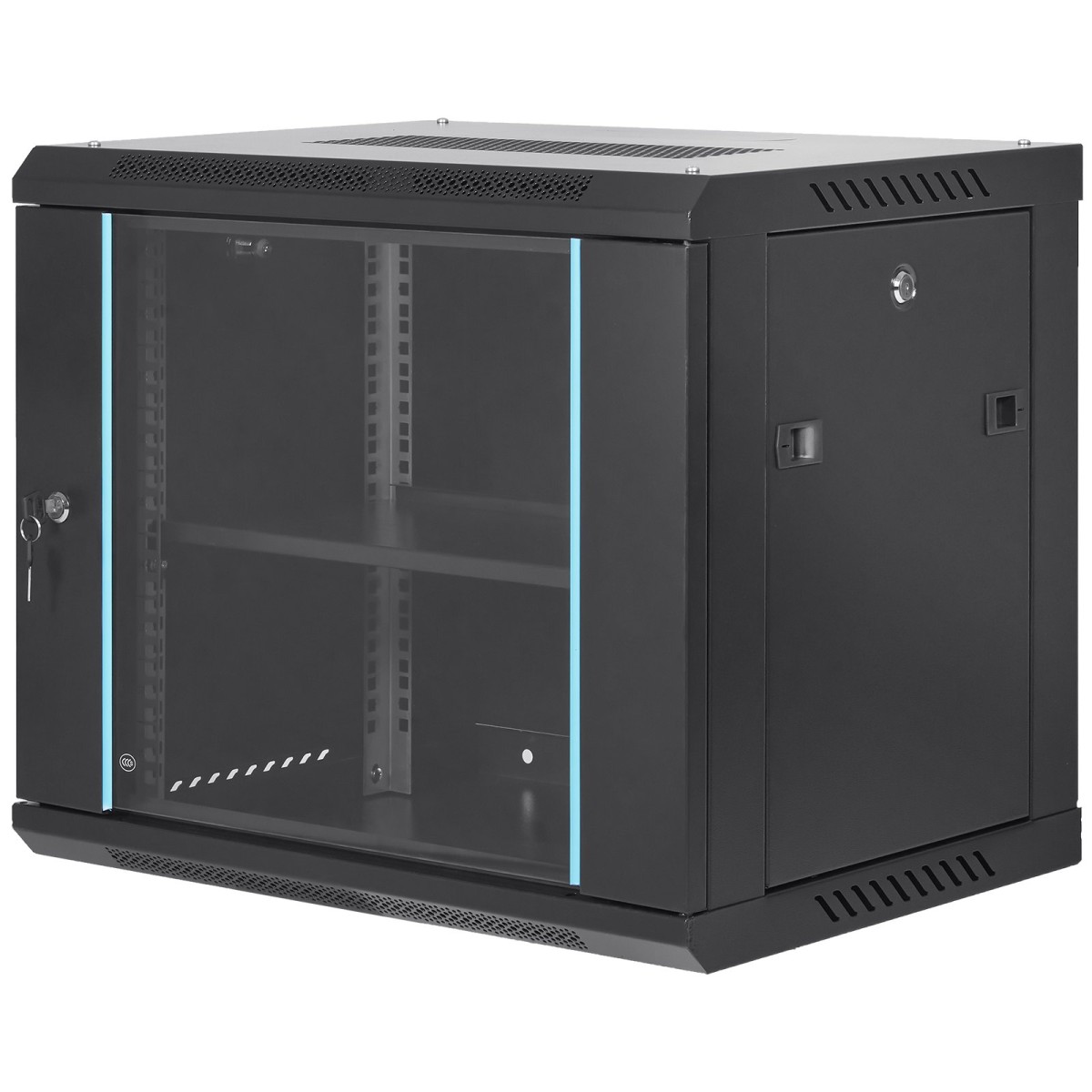 VEVOR 9U Wall Mount Network Server Cabinet, 60x45x50cm, 39,4 cm Deep, Server Rack Cabinet Enclosure, 90,7 kg Μέγ.Χωρητικότητα φόρτωσης στο έδαφος, με πλευρικά πάνελ γυάλινης πόρτας κλειδώματος, για εξοπλισμό πληροφορικής, συσκευές A/V