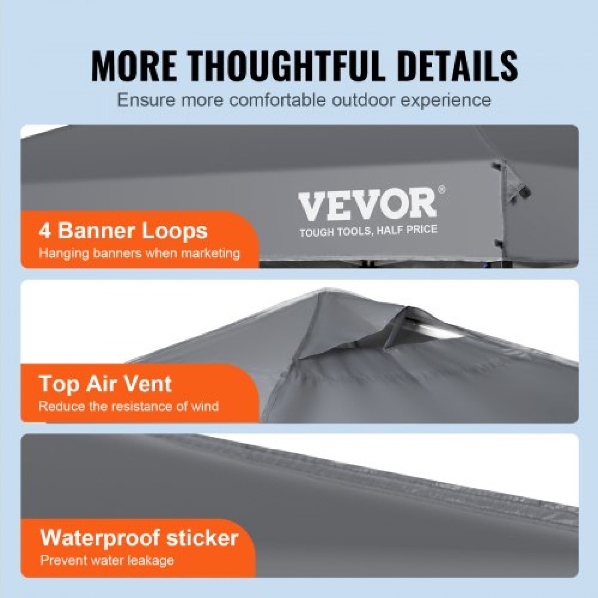 Σκηνή με κουβούκλιο VEVOR Pop Up, 10 x 10 πόδια, 250 D PU ασημένια επίστρωση, με φορητή τσάντα κυλίνδρου και 4 σακούλες άμμου, αδιάβροχο κιόσκι για πάρτι, κάμπινγκ, εμπορικές εκδηλώσεις, σκούρο γκρι