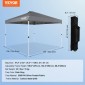Σκηνή με κουβούκλιο VEVOR Pop Up, 10 x 10 πόδια, 250 D PU ασημένια επίστρωση, με φορητή τσάντα κυλίνδρου και 4 σακούλες άμμου, αδιάβροχο κιόσκι για πάρτι, κάμπινγκ, εμπορικές εκδηλώσεις, σκούρο γκρι