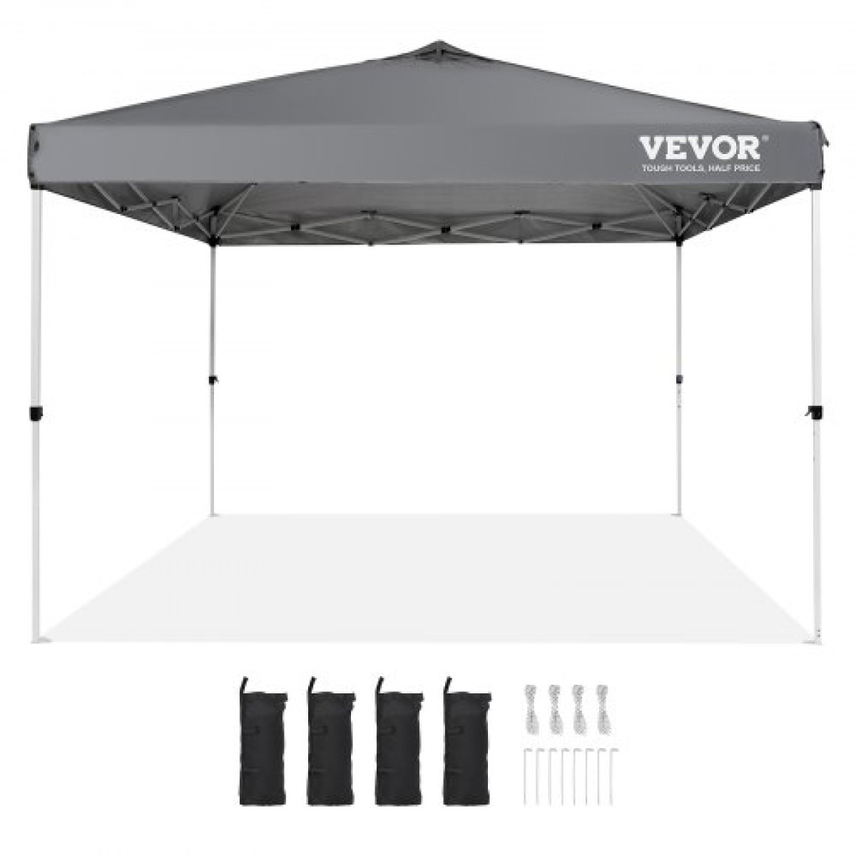 Σκηνή με κουβούκλιο VEVOR Pop Up, 10 x 10 πόδια, 250 D PU ασημένια επίστρωση, με φορητή τσάντα κυλίνδρου και 4 σακούλες άμμου, αδιάβροχο κιόσκι για πάρτι, κάμπινγκ, εμπορικές εκδηλώσεις, σκούρο γκρι