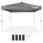 Σκηνή με κουβούκλιο VEVOR Pop Up, 10 x 10 πόδια, 250 D PU ασημένια επίστρωση, με φορητή τσάντα κυλίνδρου και 4 σακούλες άμμου, αδιάβροχο κιόσκι για πάρτι, κάμπινγκ, εμπορικές εκδηλώσεις, σκούρο γκρι