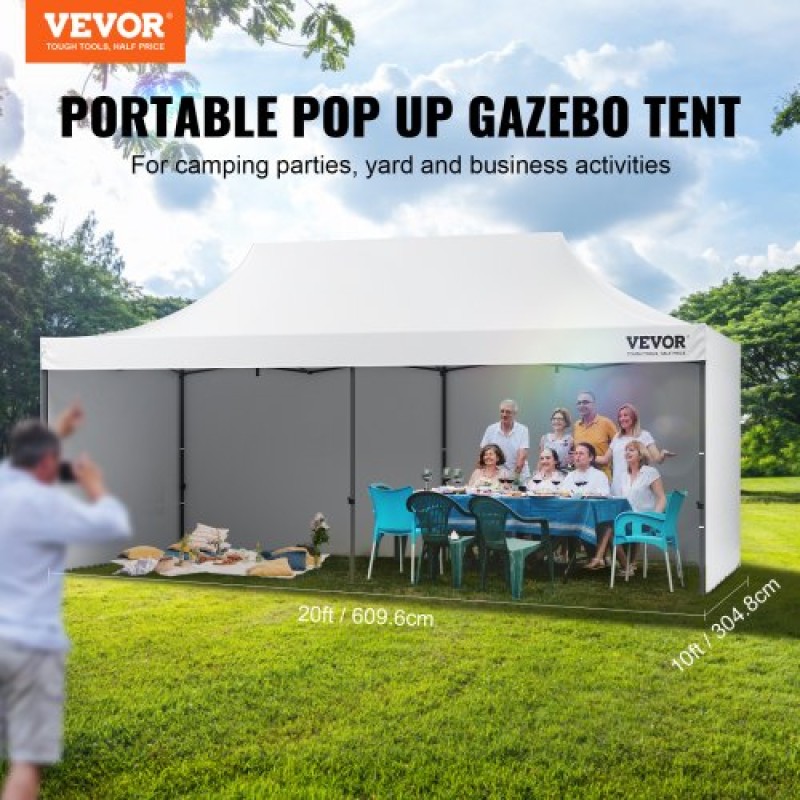 VEVOR Pop Up Σκηνή με κουβούκλιο Εξωτερική σκηνή κιόσκι 3,05 x 6,1 m με πλαϊνά τοιχώματα & λευκή τσάντα