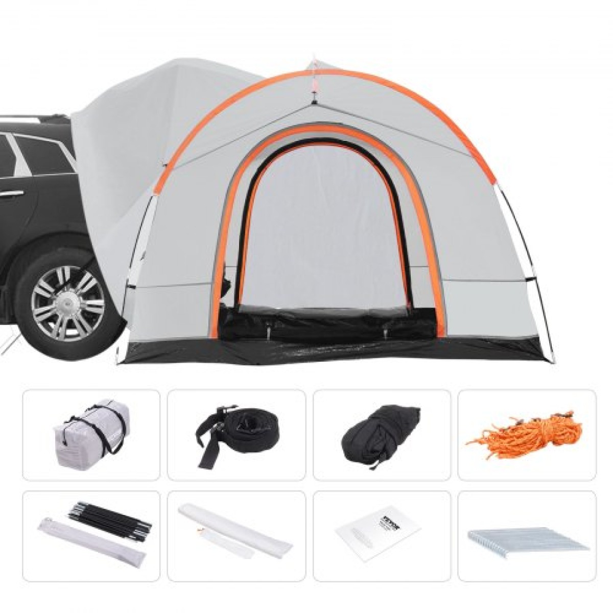 Σκηνή κάμπινγκ VEVOR SUV, Εξάρτημα 8'-8' SUV Tent Attachment για Κάμπινγκ με στρώμα βροχής και τσάντα μεταφοράς, αδιάβροχη σκηνή φορτηγού διπλής στρώσης PU2000mm, φιλοξενία 6-8 ατόμων, πίσω σκηνή για Van Hatch πίσω πόρτα