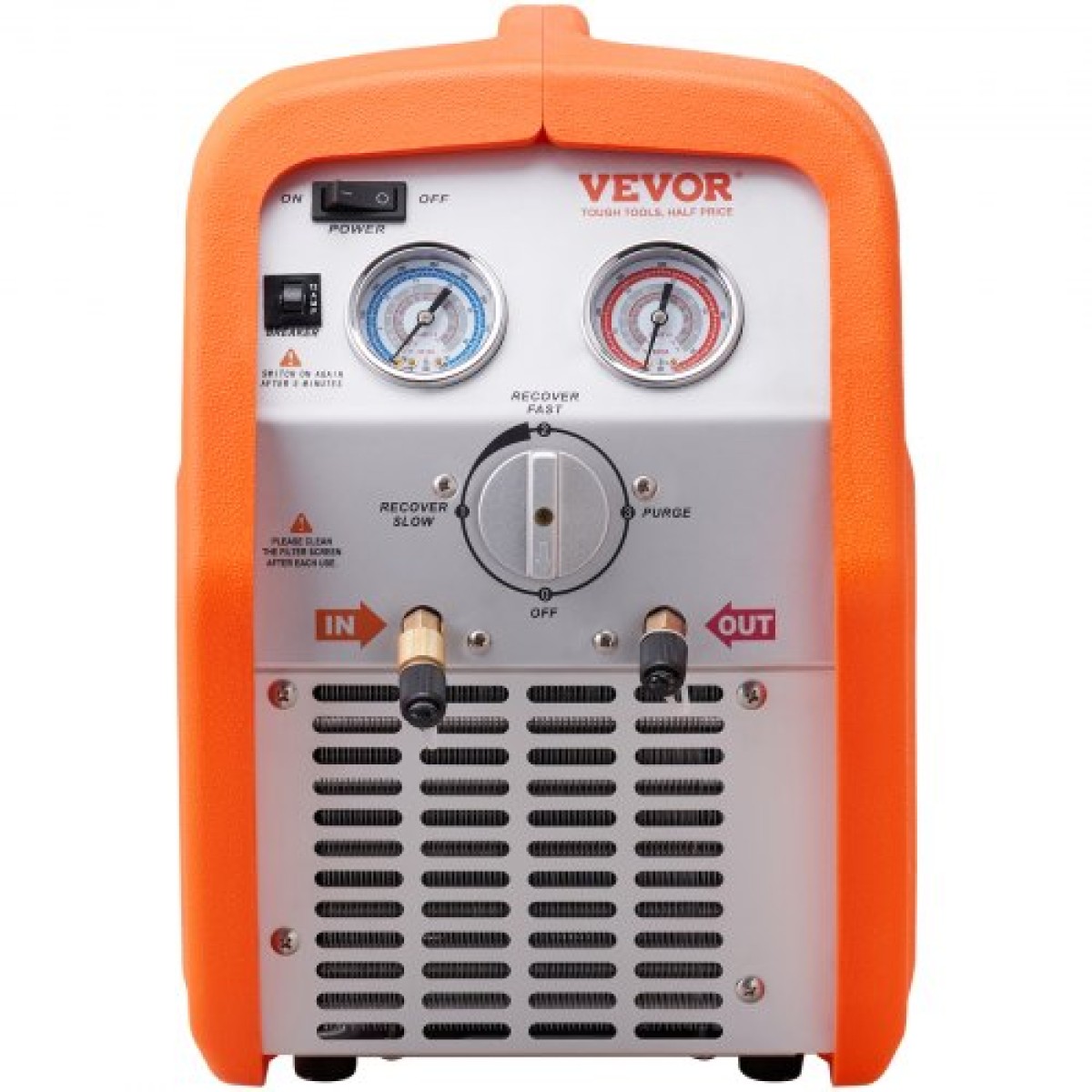 VEVOR Portable 3/4 HP Refrigerant Recovery Machine - AC Recovery Machine with High Pressure Protection 220-240V 60Hz Recovery Machine HVAC for Vapor Liquid Refrigerant, Car Conditioning