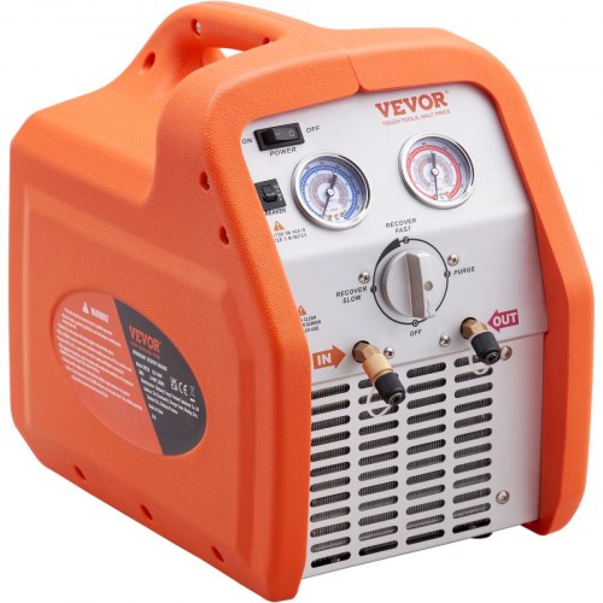 VEVOR Portable 3/4 HP Refrigerant Recovery Machine - AC Recovery Machine with High Pressure Protection 220-240V 60Hz Recovery Machine HVAC for Vapor Liquid Refrigerant, Car Conditioning