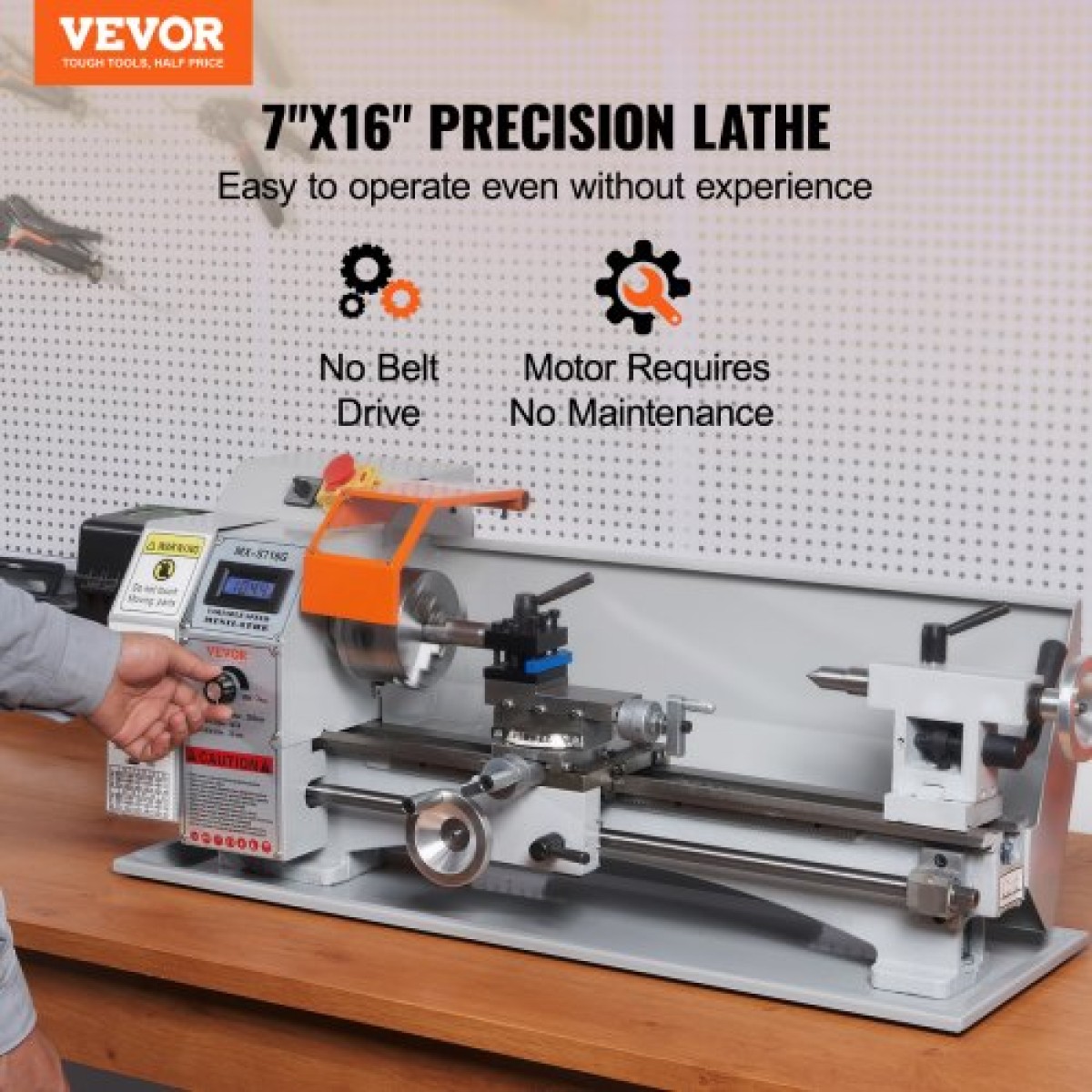 VEVOR Mini Metal Lathe Machine, 17,8 cm x 40,7 cm, 800W Precision Benchtop Power Metal Lathe, 150-2500 RPM Συνεχώς μεταβλητή ταχύτητα, με 9,9 cm 3-σιαγόνι μεταλλικό τσοκ εργαλειοθήκη για επεξεργασία ανταλλακτικών ακριβείας