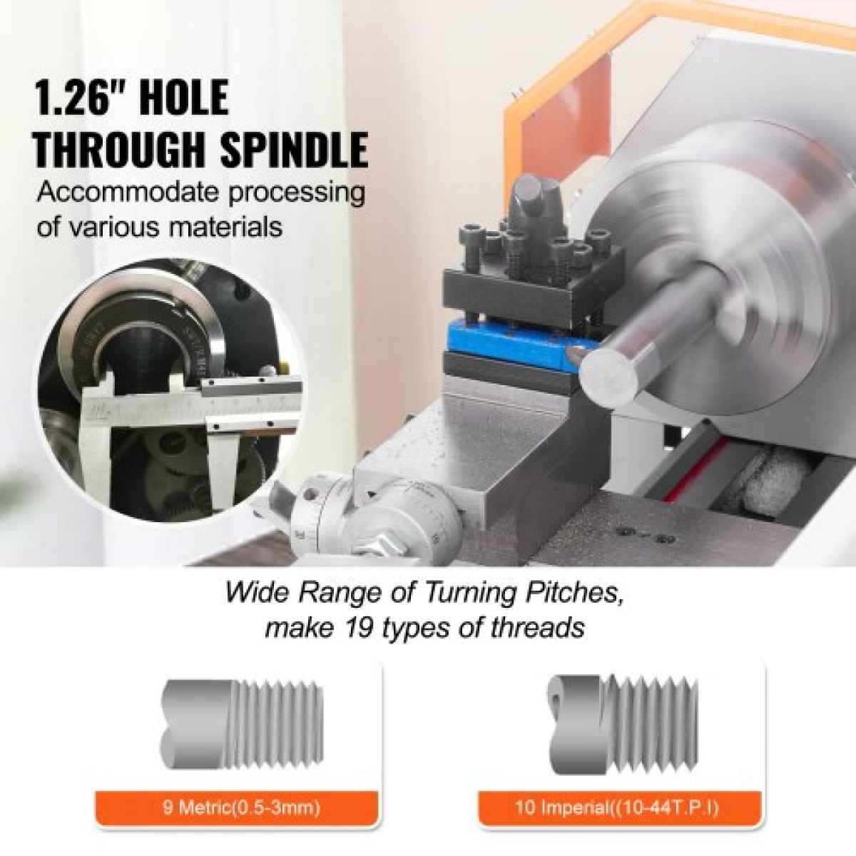 VEVOR Mini Metal Lathe Machine, 17,8 cm x 40,7 cm, 800W Precision Benchtop Power Metal Lathe, 150-2500 RPM Συνεχώς μεταβλητή ταχύτητα, με 9,9 cm 3-σιαγόνι μεταλλικό τσοκ εργαλειοθήκη για επεξεργασία ανταλλακτικών ακριβείας