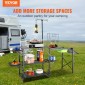 Τραπέζι Κουζίνας Camping VEVOR, Μονοκόμματο πτυσσόμενο φορητό σταθμό μαγειρέματος με τσάντα μεταφοράς, μακρύ τραπέζι κάμπινγκ αλουμινίου 3 πλαϊνά τραπέζια, 2 ράφια & αποσπώμενος νεροχύτης για υπαίθρια πικνίκ, μπάρμπεκιου, κάμπινγκ
