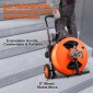 Μηχάνημα καθαρισμού αποχέτευσης VEVOR 30m x 19mm, Auto Feed Sewer Snake Auger on Wheels, Φορητό μηχάνημα καθαρισμού αποχέτευσης με 4 κόφτες & διακόπτης ποδιών που ενεργοποιείται με αέρα για σωλήνες 100mm έως 200mm