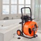 Μηχάνημα καθαρισμού αποχέτευσης VEVOR 30m x 19mm, Auto Feed Sewer Snake Auger on Wheels, Φορητό μηχάνημα καθαρισμού αποχέτευσης με 4 κόφτες & διακόπτης ποδιών που ενεργοποιείται με αέρα για σωλήνες 100mm έως 200mm