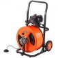 Μηχάνημα καθαρισμού αποχέτευσης VEVOR 30m x 19mm, Auto Feed Sewer Snake Auger on Wheels, Φορητό μηχάνημα καθαρισμού αποχέτευσης με 4 κόφτες & διακόπτης ποδιών που ενεργοποιείται με αέρα για σωλήνες 100mm έως 200mm