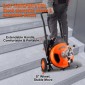 Μηχάνημα καθαρισμού αποχέτευσης VEVOR 30m x 9,5mm, Auto Feed Sewer Snake Auger on Wheels, Φορητό μηχάνημα καθαρισμού αποχέτευσης με 4 κόφτες & διακόπτης ποδιών που ενεργοποιείται με αέρα για σωλήνες 50mm έως 100mm