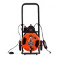 Μηχάνημα καθαρισμού αποχέτευσης VEVOR 30m x 9,5mm, Auto Feed Sewer Snake Auger on Wheels, Φορητό μηχάνημα καθαρισμού αποχέτευσης με 4 κόφτες & διακόπτης ποδιών που ενεργοποιείται με αέρα για σωλήνες 50mm έως 100mm