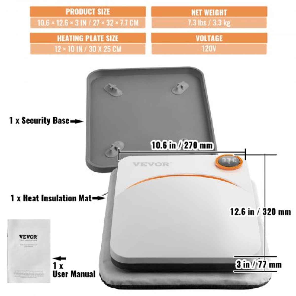 VEVOR Heat Press 30,5 cm x 25,4 cm Φορητό μπλουζάκι Easy Press Sublimation Transfer DIY