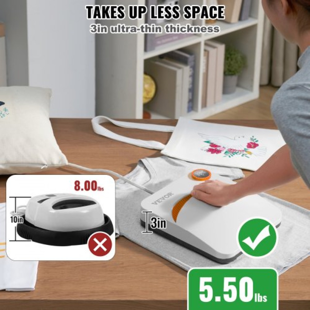VEVOR Heat Press 9 x 9 σε φορητό μπλουζάκι Easy Press Sublimation Transfer DIY