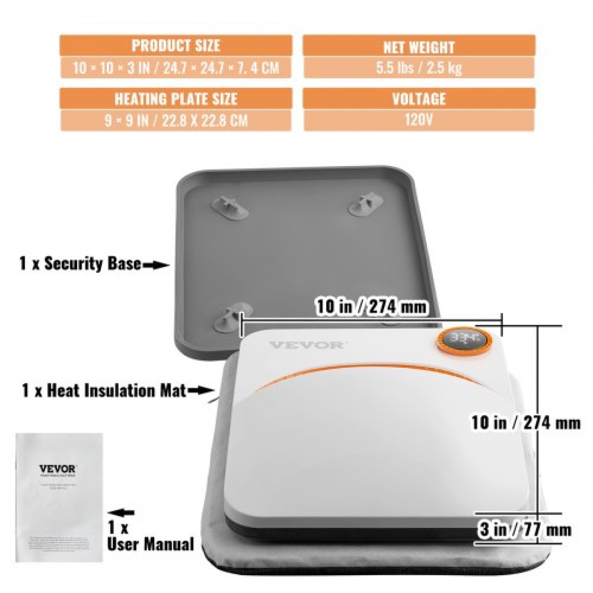 VEVOR Heat Press 9 x 9 σε φορητό μπλουζάκι Easy Press Sublimation Transfer DIY
