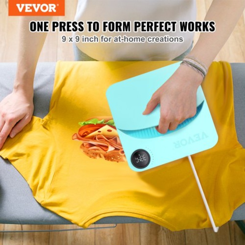 VEVOR Heat Press 9 x 9 in/22,9 x 22,9 cm Φορητό μπλουζάκι Easy Press Sublimation Transfer DIY