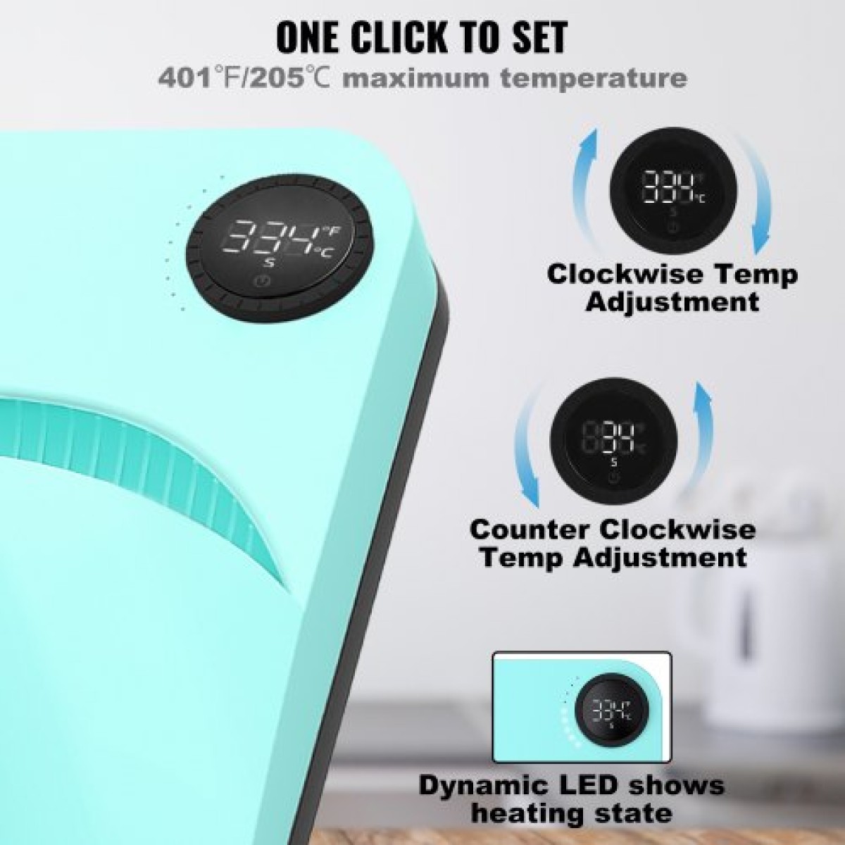 VEVOR Heat Press 9 x 9 in/22,9 x 22,9 cm Φορητό μπλουζάκι Easy Press Sublimation Transfer DIY