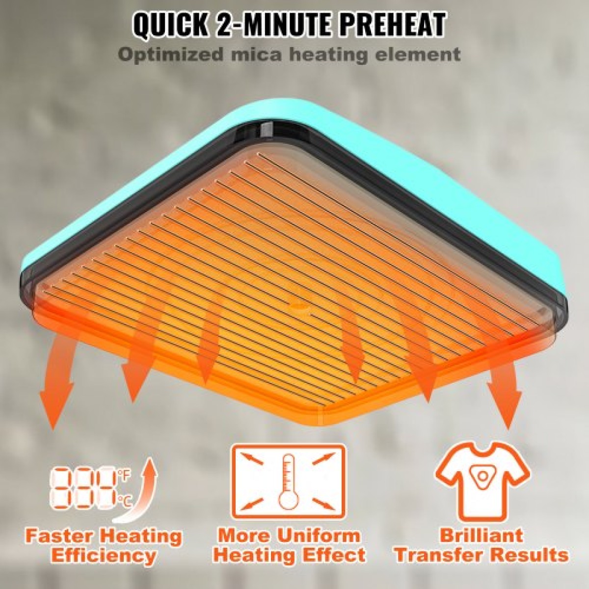 VEVOR Heat Press 9 x 9 in/22,9 x 22,9 cm Φορητό μπλουζάκι Easy Press Sublimation Transfer DIY