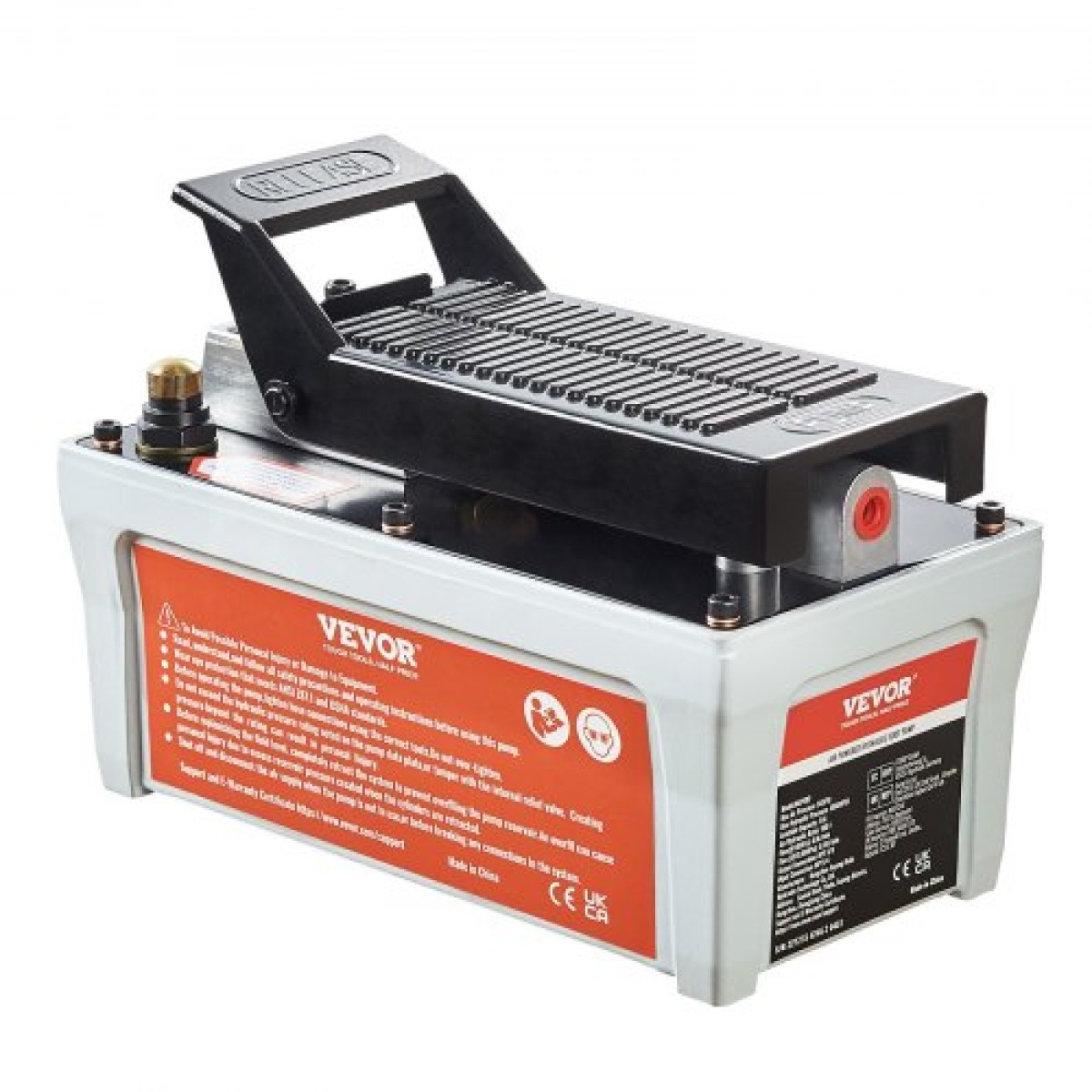 VEVOR Air Hydraulic Pump, 6895 bar 1,9L Reservoir, NPT 10mm Oil Outlet, NPT 6,4mm Pipe, 2m Pipe, Foot Actuated Hydraulic Pump Air Treadle for Auto Body Frame Machines and Pulling Post, Γκρι