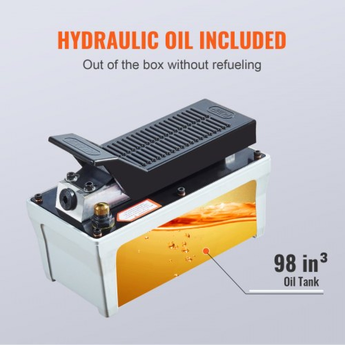 VEVOR Air Hydraulic Pump, 6895 bar 1,9L Reservoir, NPT 10mm Oil Outlet, NPT 6,4mm Pipe, 2m Pipe, Foot Actuated Hydraulic Pump Air Treadle for Auto Body Frame Machines and Pulling Post, Γκρι