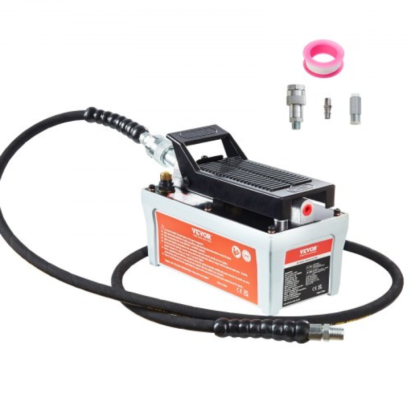 VEVOR Air Hydraulic Pump, 6895 bar 1,9L Reservoir, NPT 10mm Oil Outlet, NPT 6,4mm Pipe, 2m Pipe, Foot Actuated Hydraulic Pump Air Treadle for Auto Body Frame Machines and Pulling Post, Γκρι