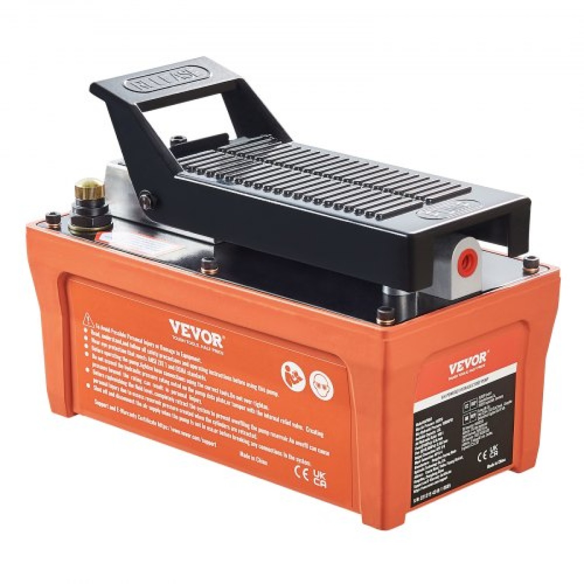 VEVOR Air Hydraulic Pump, 6895 bar 1.9L Reservoir, NPT 10mm Oil Outlet, NPT 6.4mm Pipe, Foot Actuated Hydraulic Pump Air Treadle for Auto Body Frame Machines and Pulling Post, Πορτοκαλί