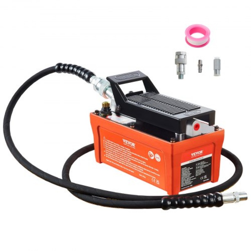 VEVOR Air Hydraulic Pump, 6895 bar 1.9L Reservoir, NPT 10mm Oil Outlet, NPT 6.4mm Pipe, Foot Actuated Hydraulic Pump Air Treadle for Auto Body Frame Machines and Pulling Post, Πορτοκαλί