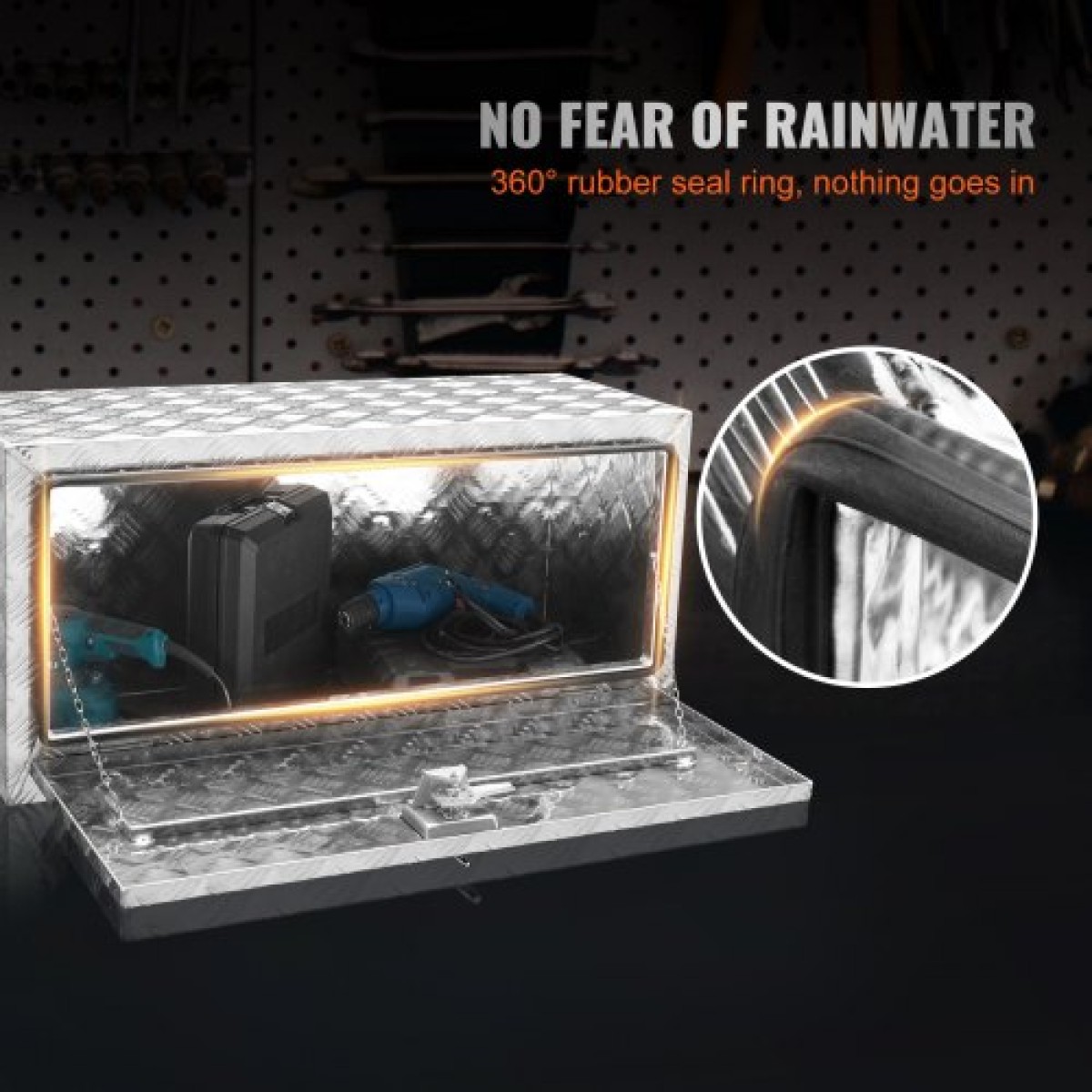 VEVOR Underbody Truck Box, 914 x 430 x 460 mm Pickup Storage Box, Heavy Duty Diamond Plate Tool Box με κλειδαριά και κλειδιά, αδιάβροχο κουτί αποθήκευσης τρέιλερ με μάνταλο T-handle για φορτηγό, φορτηγό, ρυμουλκούμενο