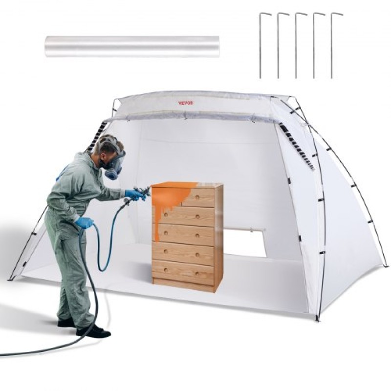 VEVOR Spray Paint Shelter, 3,0m x 2,1m x 1,8m Φορητή σκηνή βαφής σε σπρέι με ενσωματωμένη οθόνη δαπέδου & διχτυωτό, αναδιπλούμενο αναδυόμενο θάλαμο βαφής για έπιπλα Μεγάλος σταθμός βαφής εργαλείων DIY