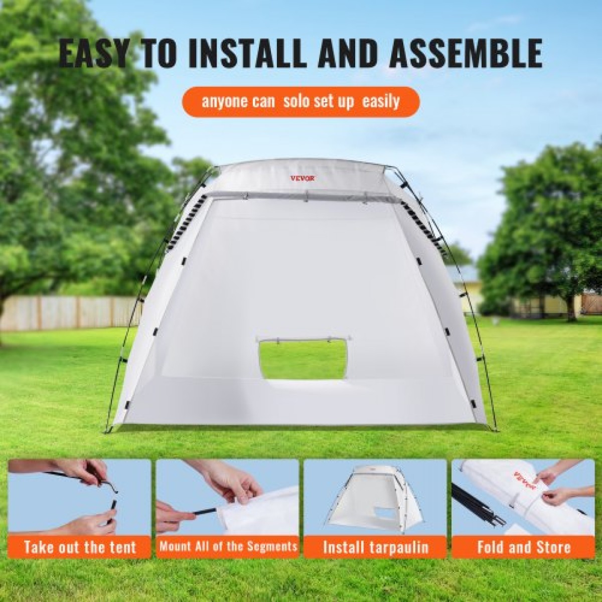 VEVOR Spray Paint Shelter, 2,3m x 1,6m x 1,6m Φορητή σκηνή βαφής σε σπρέι με ενσωματωμένη οθόνη δαπέδου & διχτυωτό, αναδιπλούμενο αναδυόμενο θάλαμο βαφής για έπιπλα Μεγάλος σταθμός βαφής εργαλείων DIY