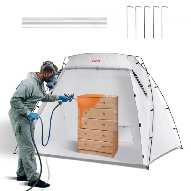 VEVOR Spray Paint Shelter, 2,3m x 1,6m x 1,6m Φορητή σκηνή βαφής σε σπρέι με ενσωματωμένη οθόνη δαπέδου & διχτυωτό, αναδιπλούμενο αναδυόμενο θάλαμο βαφής για έπιπλα Μεγάλος σταθμός βαφής εργαλείων DIY