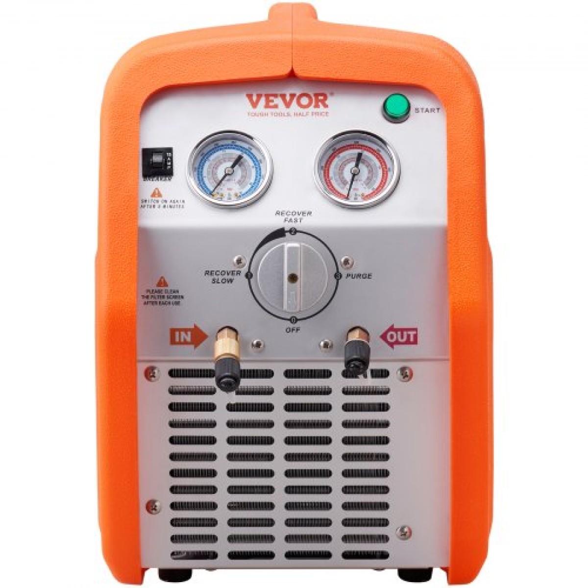 VEVOR 1 HP Refrigerant Recovery Machine - Dual Cylinder Portable AC Recovery Machine with High Pressure Protection 220-240V 50Hz Recovery Machine HVAC for Vapor Liquid Refrigerant, Car Air Conditionin
