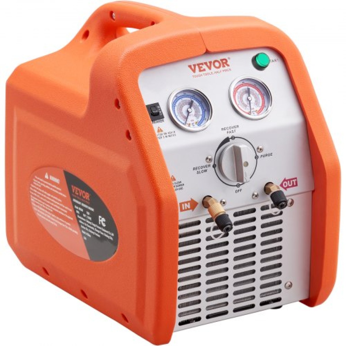 VEVOR 1 HP Refrigerant Recovery Machine - Dual Cylinder Portable AC Recovery Machine with High Pressure Protection 220-240V 50Hz Recovery Machine HVAC for Vapor Liquid Refrigerant, Car Air Conditionin