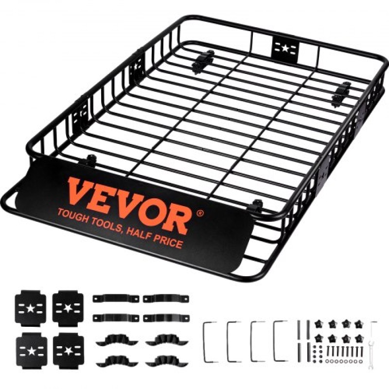Καλάθι φορτίου VEVOR Roof Rack, 162,6 cm x 99,1 cm x 15,2 cm Μεταφορέας φορτίου οροφής με προέκταση, βαρέως τύπου ατσάλι 90,7 kg Χωρητικότητα Universal Roof Rack Basket, Βάση αποσκευών για SUV, φορτηγό