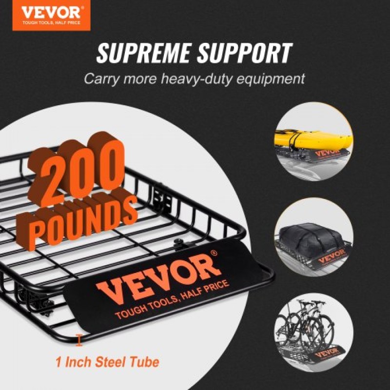 Καλάθι φορτίου VEVOR Roof Rack, 130,5 x 91,5 x 12,7 cm Μεταφορέας φορτίου στον τελευταίο όροφο με αδιάβροχη τσάντα φορτίου 15 Cu Ft, Universal Rack Carrier χωρητικότητας 90 kg για SUV, φορτηγό