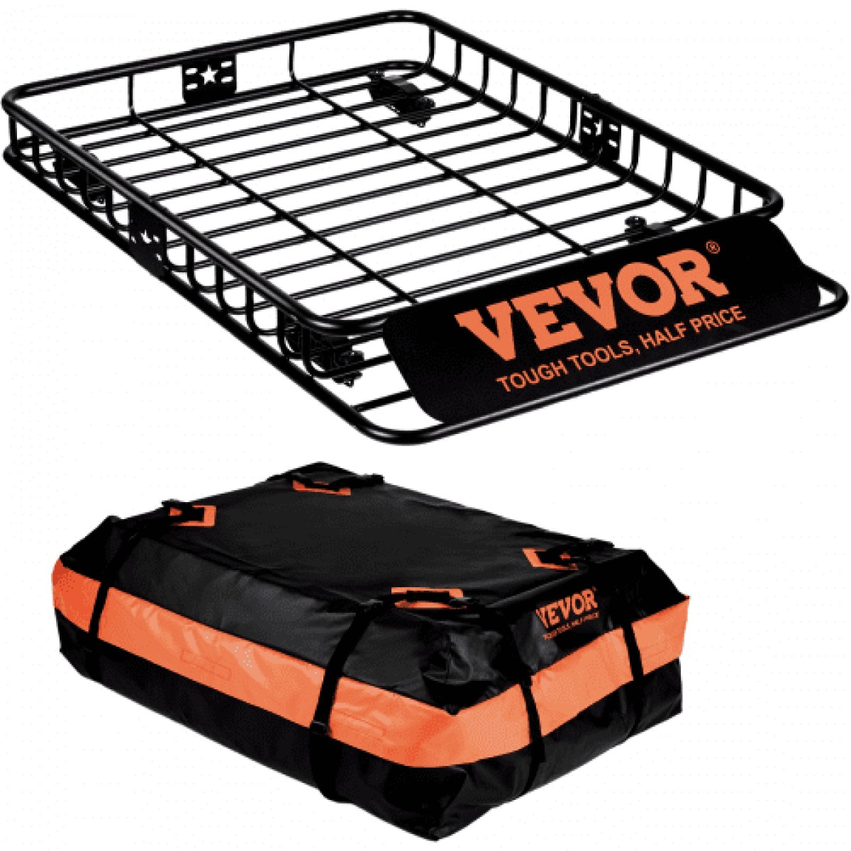 Καλάθι φορτίου VEVOR Roof Rack, 130,5 x 91,5 x 12,7 cm Μεταφορέας φορτίου στον τελευταίο όροφο με αδιάβροχη τσάντα φορτίου 15 Cu Ft, Universal Rack Carrier χωρητικότητας 90 kg για SUV, φορτηγό