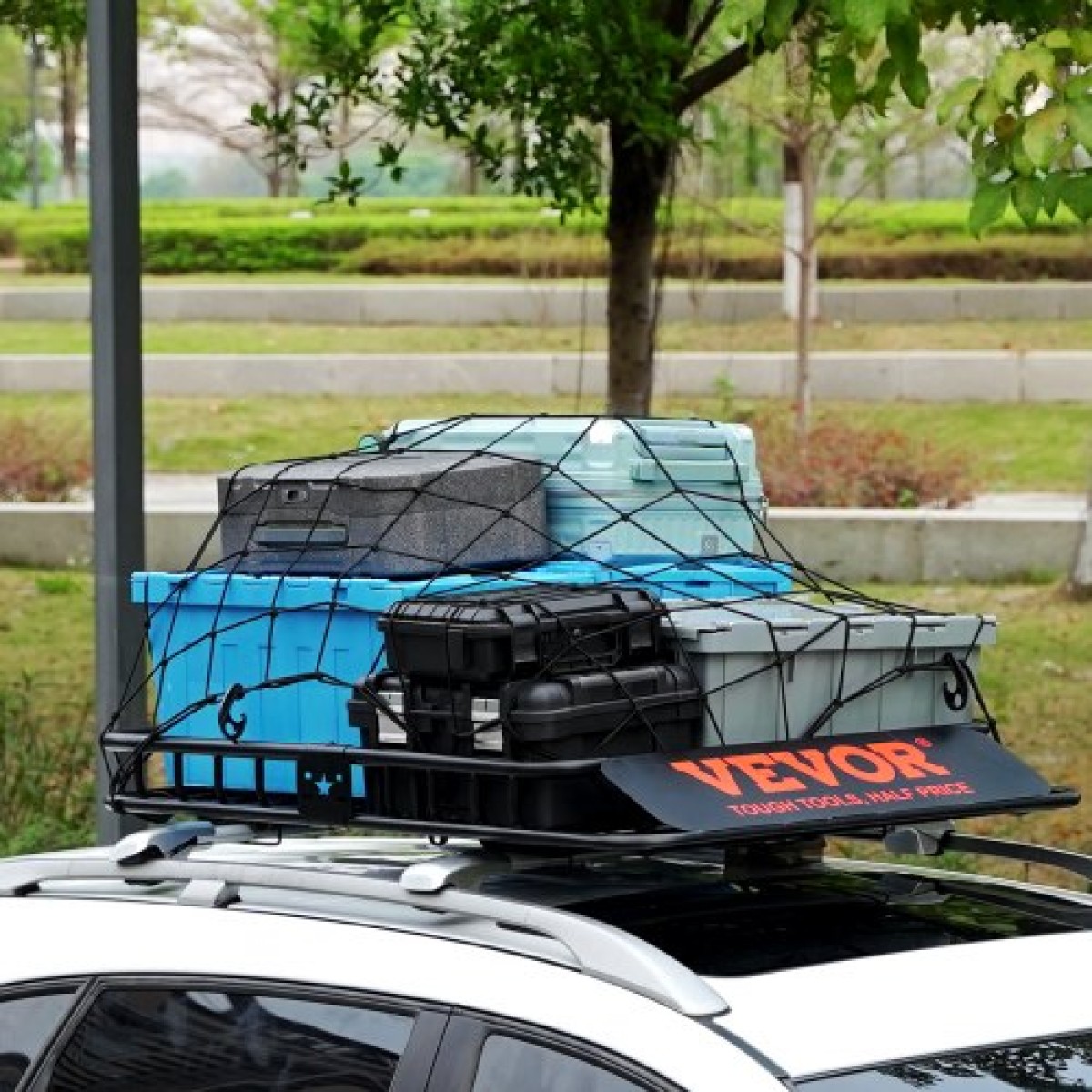 Καλάθι φορτίου VEVOR Roof Rack, 117,5 x 91,5 x 11,4 cm Μεταφορέας φορτίου στον τελευταίο όροφο, βαρέως τύπου 90,7 kg Χωρητικότητα Universal Roof Rack Basket, Βάση αποσκευών για SUV, Truck, Vehicle